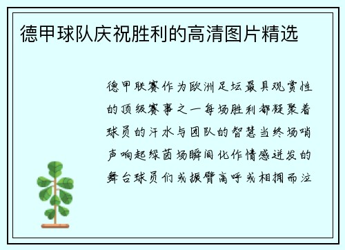 德甲球队庆祝胜利的高清图片精选